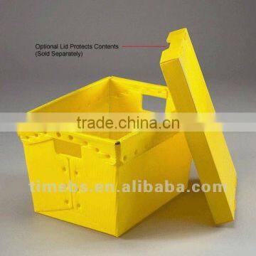 Corrugated plastic container with lid