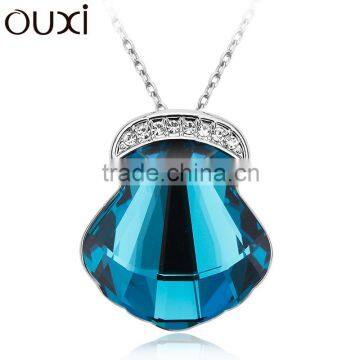 OUXI 2016 new design shell plated platinum k gold with Austrian crystal sweater decaration chain10887