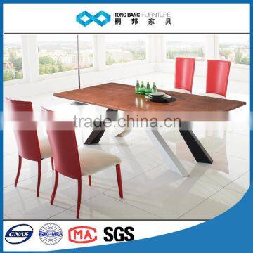 TB Rustic Big Size Wood Veneer Dining Table Black Walnut Color Made in China photo-4