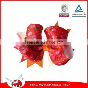 2015 fruit printing grosgrain ribbon bow girl cute hair bows for sale