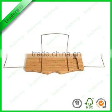 Bamboo bathtub caddy with holder made in china