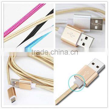 Durable 1m nylon braided usb cable for android phones, micro usb v8 charger cable charging cord