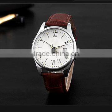 High Class Bule Dial Alloy Case Genuine Leather Band With Night View Men Fashion Watches photo-2