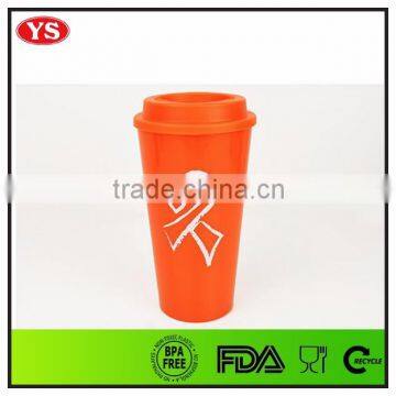 FDA , LFGB Certification 16 Ounce Insulated Plastic Starbucks Coffee Mug With pp Lid