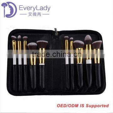 Hot sale 10 pieces high quality makeup brushes set tools with designer bag