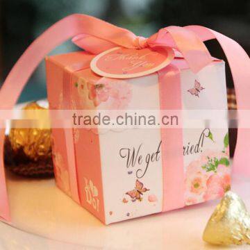 Hot Sale Wedding Paper Favor Box Pink Wedding Paper Favor Box Ribbon Wedding Paper Favor Box photo-3