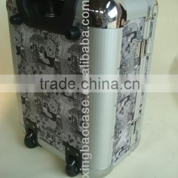 Cotton material trolley rack case,trolley case with polyester and pocket inner,wheeled trolley case