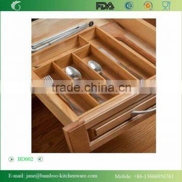 Very Simply 5 Slots Bamboo Drawer Organizer Cutlery Tray photo-2