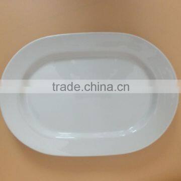 Hotel Restaurant cheap bulk white porcelain dinner plate ceramic oval dinner plate & dish stock FQO1601