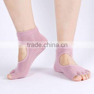 Yoga Pilates Breathable Grip Cotton Non Slip Skid Toeless Half Toe Socks photo-4