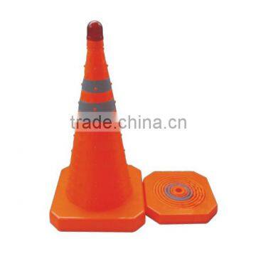 LED collapsible waterproof Fluorescent orange safety traffic cone