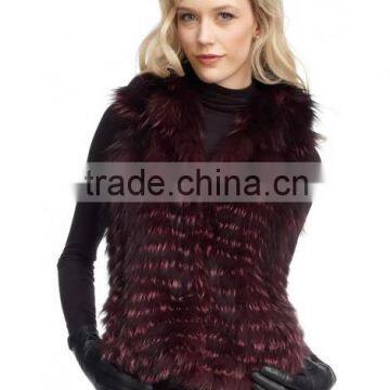 hot sale lady's dyed raccoon fur vest 14D88