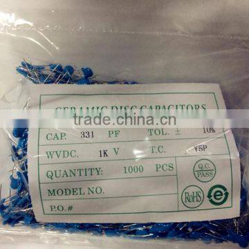 capacitor 331PF 1000V ceramic capacitor wholesale 331K1KV ceramic capacitor