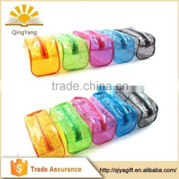 Wholesale fashion custom korean cosmetic transparent pvc pencil bag with zipper closure