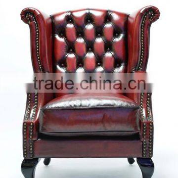 Antique Leather Club Wing Chair photo-3