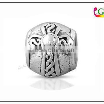 Silver Cross Bead Metal Bead Big Hole Bead for Snake Chain Bracelet or Necklace