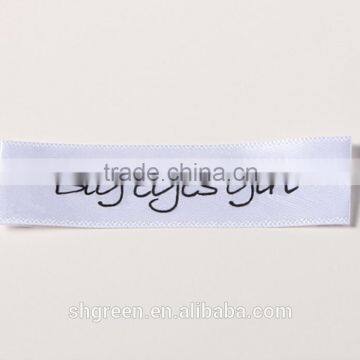 Polyester satin garment care label