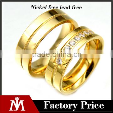 MJ Jewelry stainless steel lovers rings real gold plated rings couple crystal good quality rings