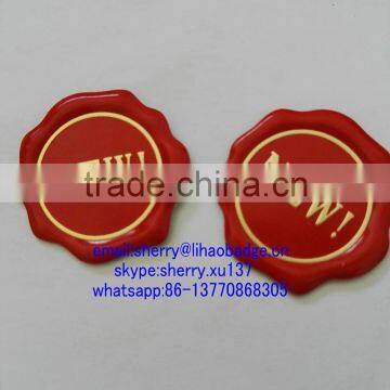 Red Color Gold Logo Embossed Wax Seal Stickers
