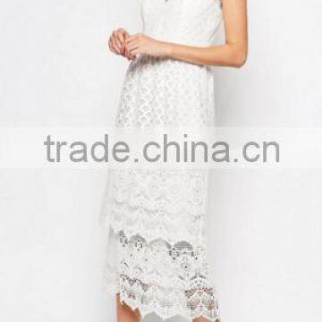 White lace Tiered sleeping women dress, Sexy ladies one piece dress