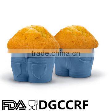 Create a Hilarious "Muffin Top" Look As the Batter Rises Jean Shaped Silicone Bake Cups