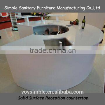 2016 wholesales durable acrylic solid surface reception desk