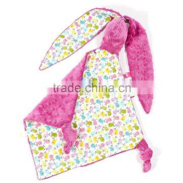 MOQ 30pcs Bunny Look Minky Toy Blanket For Baby Playing