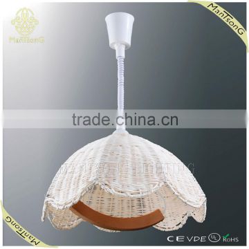 2016 hot sale High Quality Eco-friendly white rattan wicker pendant lamp home hanging rattan lamp