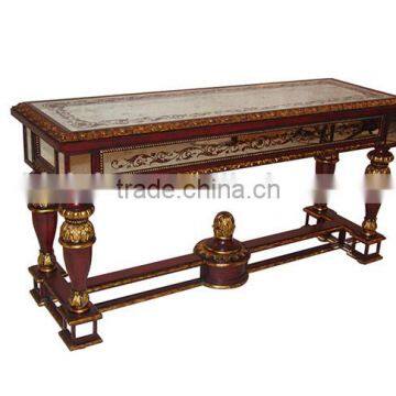 Louis XV Style Wooden Console Table, Exquisite Hand Painted Rectangular Hallway Desk, Classical Wood Carved Console Table