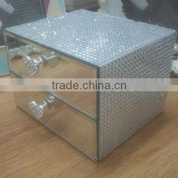 hot sales handmade mirrored jewelry boxes with 2 drawers