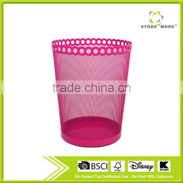 Punched Metal Mesh Trash Can Wastebasket of Home and Office Waste Bins Storage and Organization