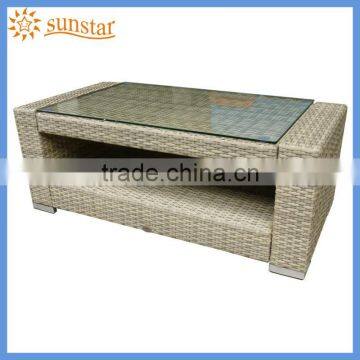 K/D Aluminium Wicker Coffee Table with Glass L1103