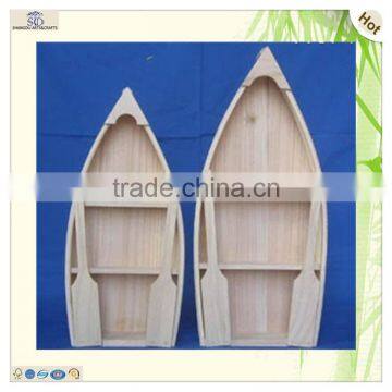 Handmade Natural Color Paulownia Wooden Boat Storage Box