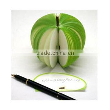 A098 wholesale 3D promotional shape Green apple fruit memo pad