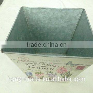 2016 Lavender Design Paper Decal Metal Square Flower Pot for Garden photo-4