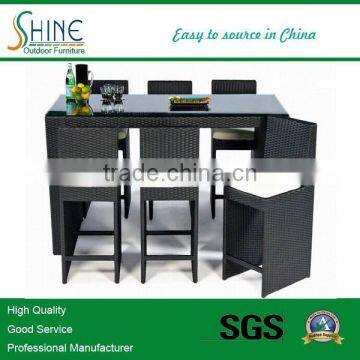 2014 Hot Sale Outdoor Plastic Rattan 7 Pcs Morden Garden Bar Set SOF3008-1