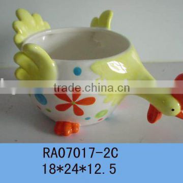 Ceramic easter chiken design pot handmade