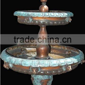 Bronze 3 tier lion head garden water fountain