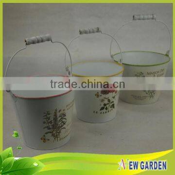 Unique Luxury Handicraft High Quality Barrel Flower Pots With Handles