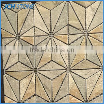 Diamond and triangle type nature stone gold mosaic tile