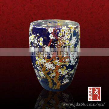 China supplier dark blue glazed plum blossom ceramic cheap used bar stools