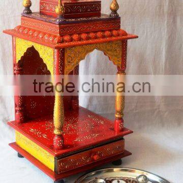 Hand Painted Mini Wooden Temple With 1 Drawer photo-6