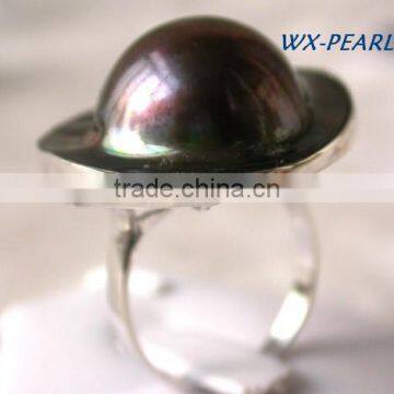 new design pearl ring gray seawater pearl