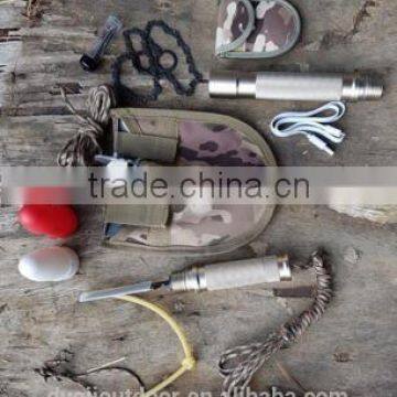 Carbon Steel Multi-function Emergency Survival Kit with Hoe Hammer Knife Flashlight Fire Starter