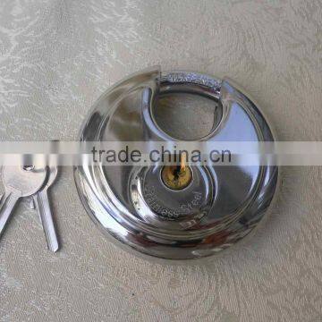 Solid Chromed Hardened Stainless Steel Disc Padlock With Brass Cylinder photo-2