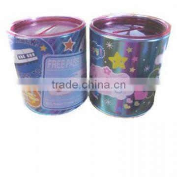 Hot sale round coin bank with PVC/PET lid