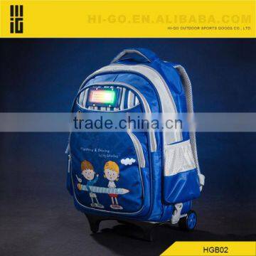 Wholesale children LED kids school bag with wheels