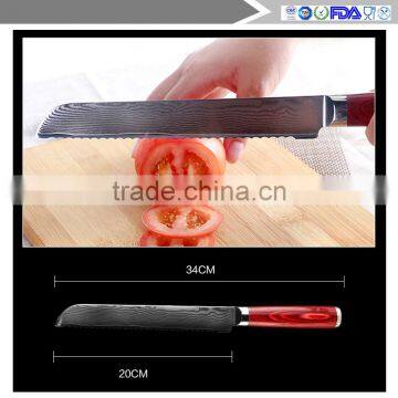 High Quality Tiny Wave Pattern 8 Inch Damascus Bread Knife photo-6