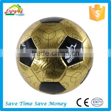 PVC bright leather gold red and blue color soccer ball with custom logo printed