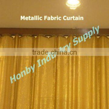 Interior Design Used Hanging Golden Metallic Fabric Curtain